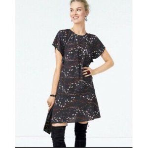Cabi Black Floral Muse Dress Ruffle Short Sleeve Small NEW with Tags